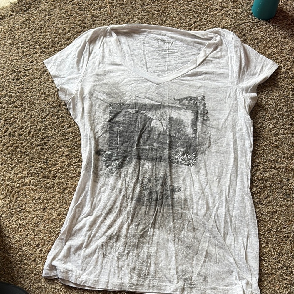 Maurices White and Gray Graphic Relaxed T-Shirt